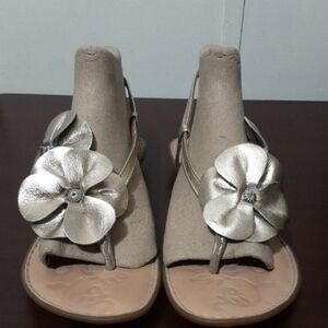 BORN Diba True " PER SHING" Floral T-Strap Sandals — Metallic Gold